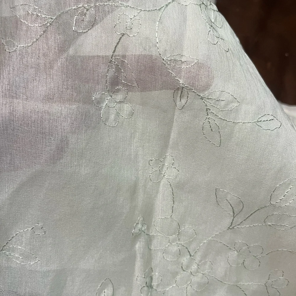 NWOT SET OF 2 SHEER CURTAIN PANELS W/NEEDLE EMBROIDERY